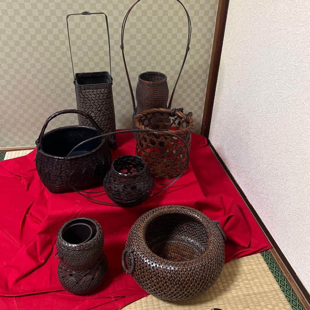 茶道具　花器　竹籠　七点まとめ