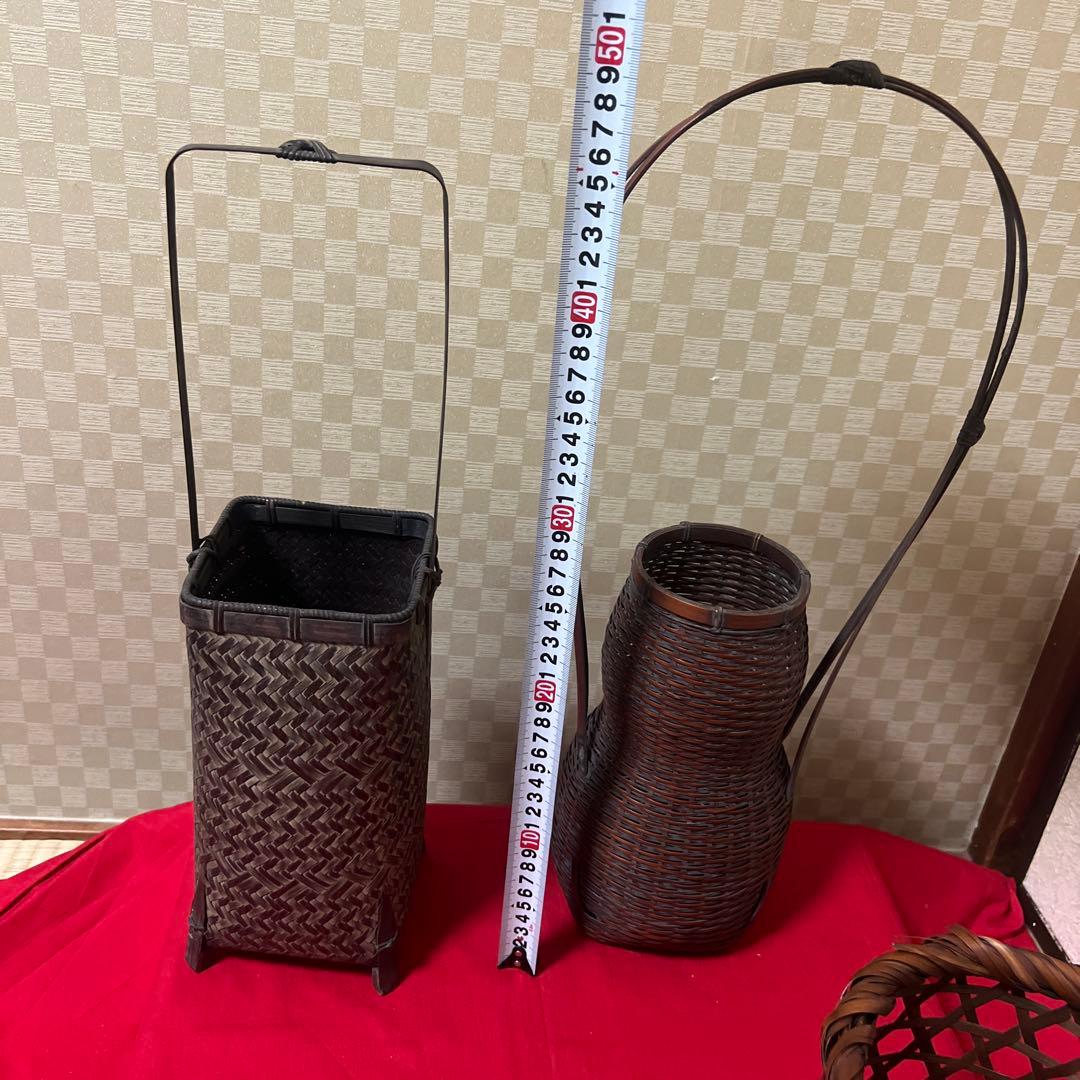 茶道具　花器　竹籠　七点まとめ