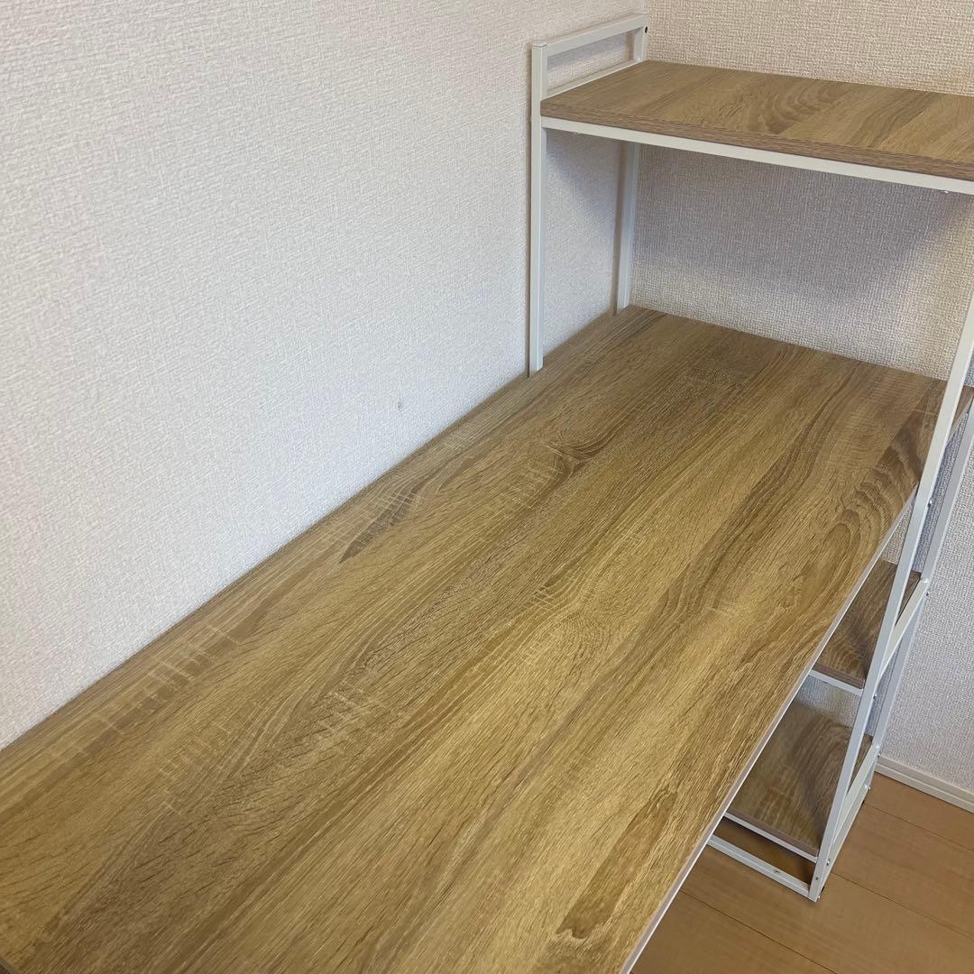 LOWYA パソコンデスク 幅110cm おしゃれ 本棚付き 収納付き ラック