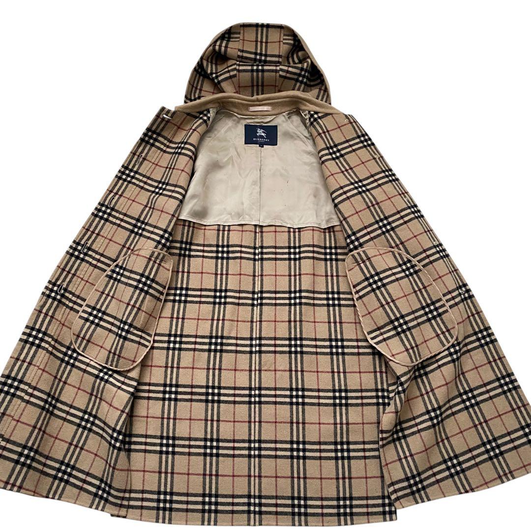 バーバリーロンドン ロングコート カシミヤ ノバチェック ダブル