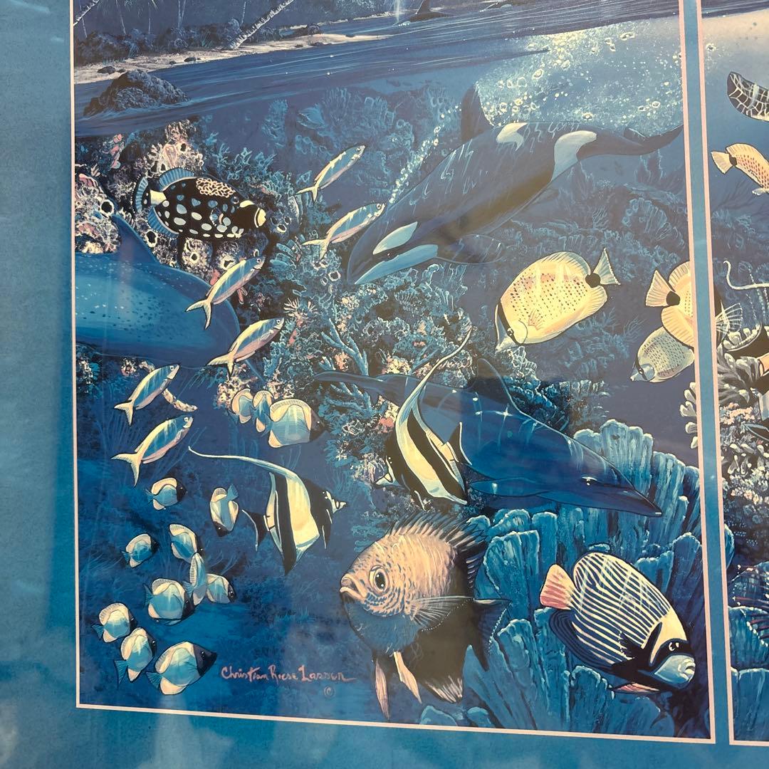 クリスチャン・リース・ラッセン ハーモニー 額装 ポスター イルカ 海