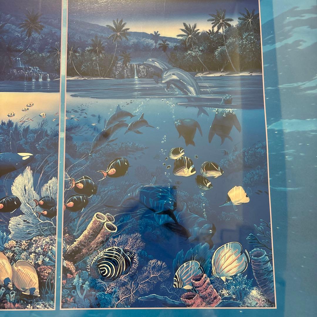 クリスチャン・リース・ラッセン ハーモニー 額装 ポスター イルカ 海