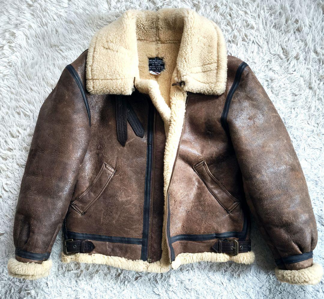 訳あり 激レア】アビレックス ムートンジャケット B3 本革 裏地ボア M