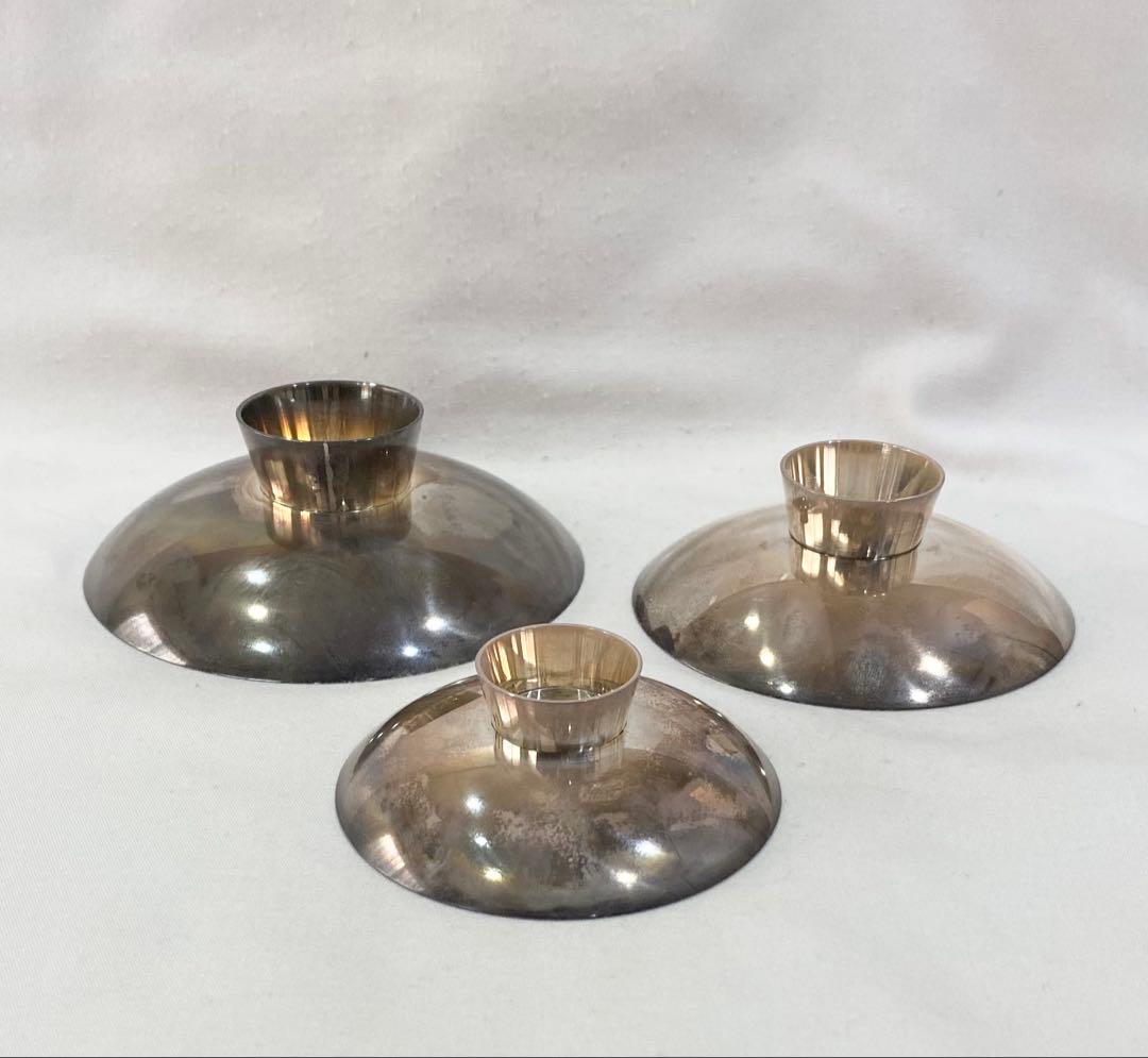 レトロな純銀製の三重杯(刻印純銀) 202g レトロな純銀製の三重