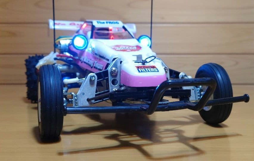 タミヤXBマイティフロッグ前後LEDライト付プロポ付き塗装済み完成品未