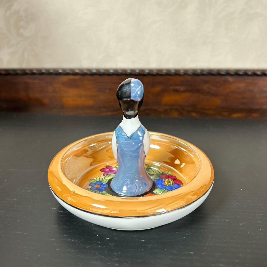 オールドノリタケ アールデコレディ ラスター彩 ピントレー 小物入れ