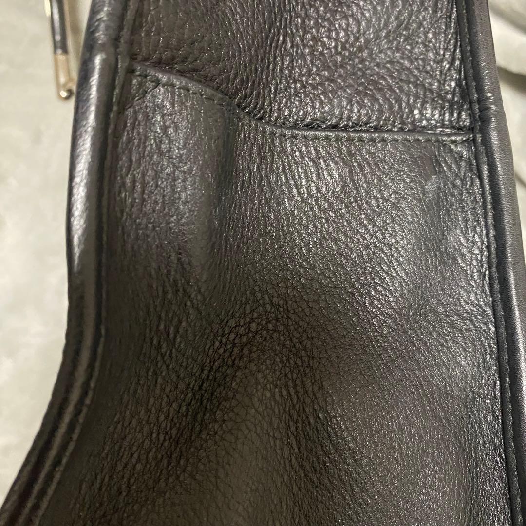 Christian Dior Dチャーム付き ブラックレザーハンドバッグ トート