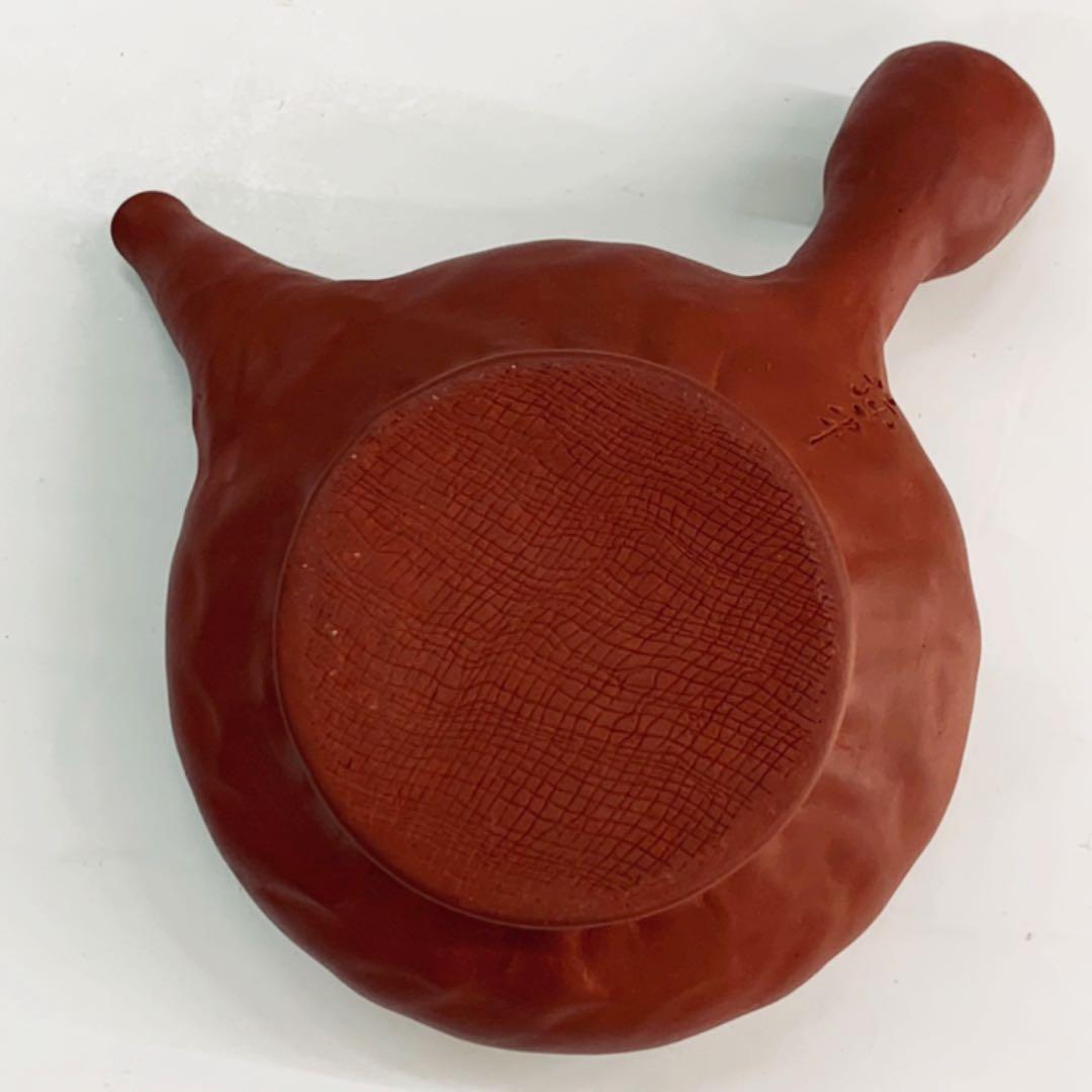 茶注9 手捻朱泥玉獅子】間野弥平共箱