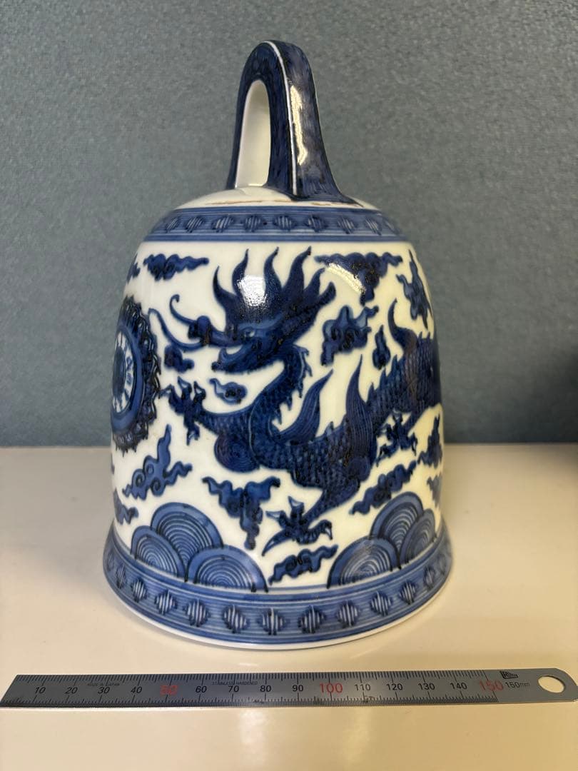 鐘 竹泉 木米 倣 陶器 釣鐘 煎茶道具 染付