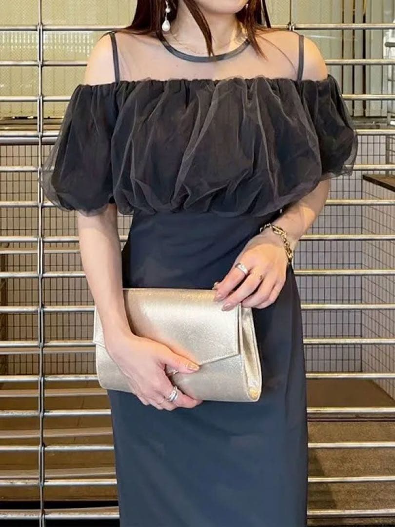 新品タグ付き LADYシアーボレロレイヤードワンピースドレス ラグナムーン M