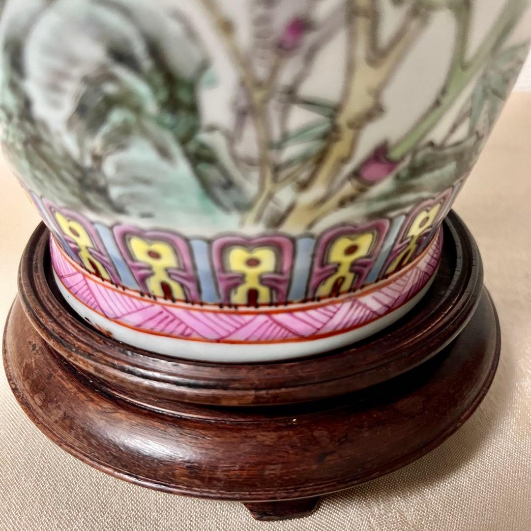 12/25迄期間限定お値引き】☆アンティーク 中国花器 牡丹鳥文詩文款