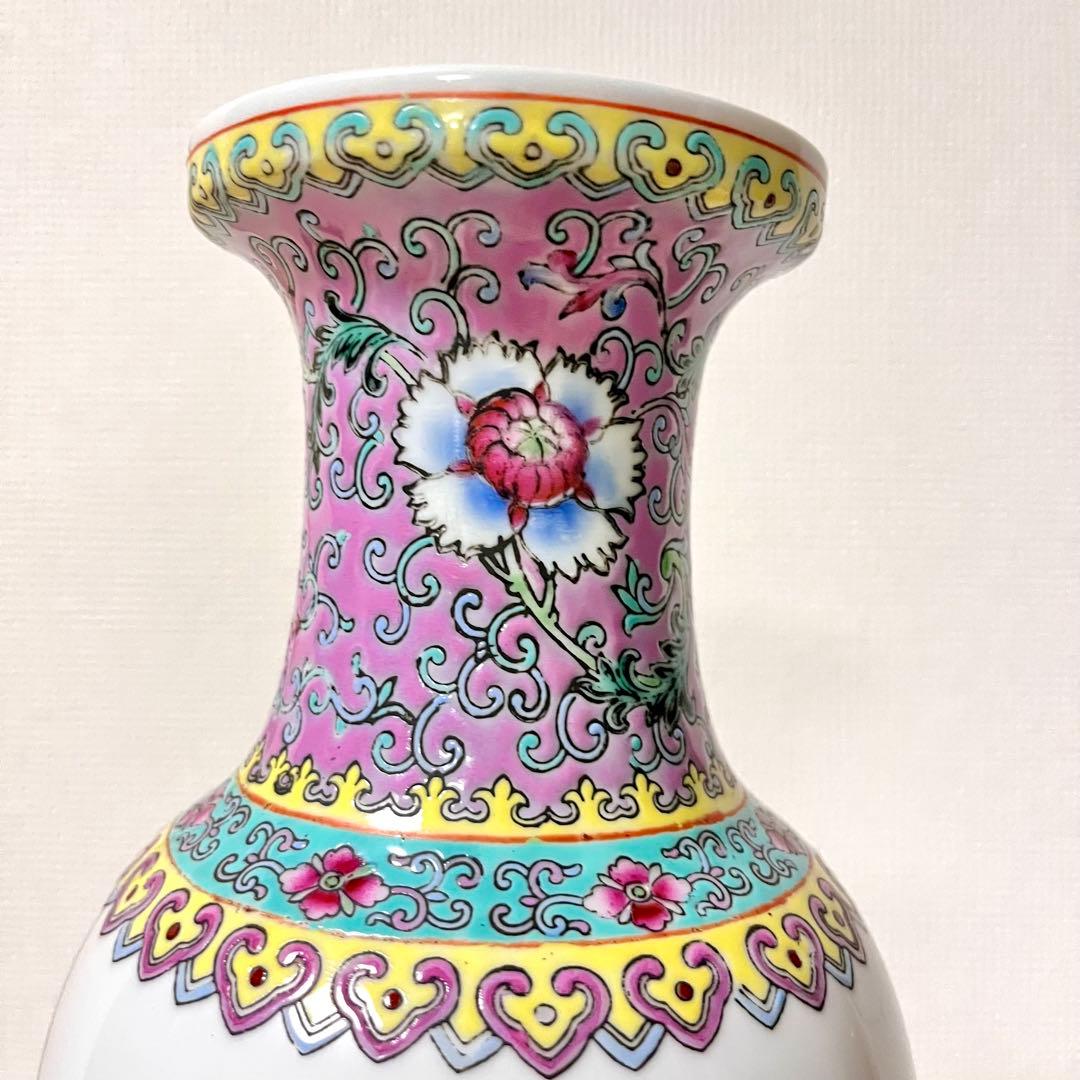 12/25迄期間限定お値引き】☆アンティーク 中国花器 牡丹鳥文詩文款