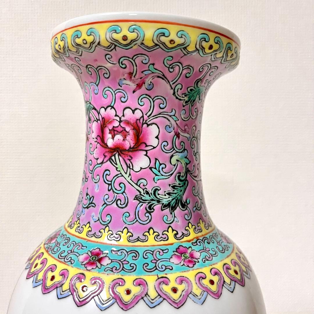 12/25迄期間限定お値引き】☆アンティーク 中国花器 牡丹鳥文詩文款