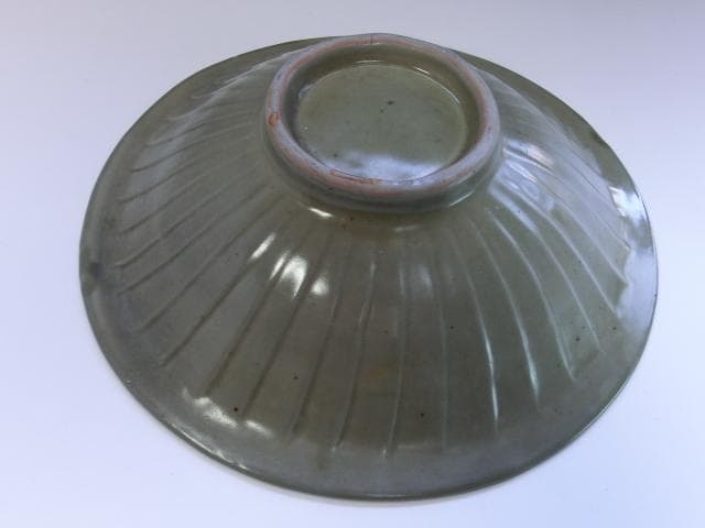 鉢□高麗青磁鉢 印花陽刻牡丹文 古い平鉢 古皿 大皿 古玩 唐草