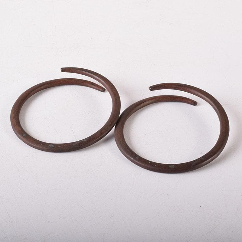 茶道具　高木治良兵衛造　象嵌入　鉄丸環　共箱　C　7552