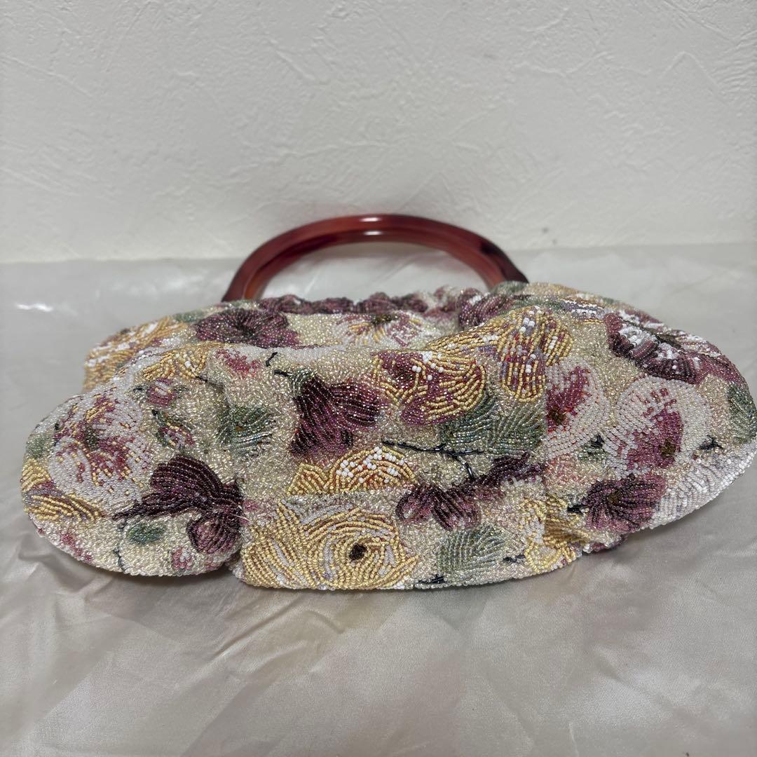 花柄ビーズバッグ/ビーズバック/和装/美品/ヴィンテージ