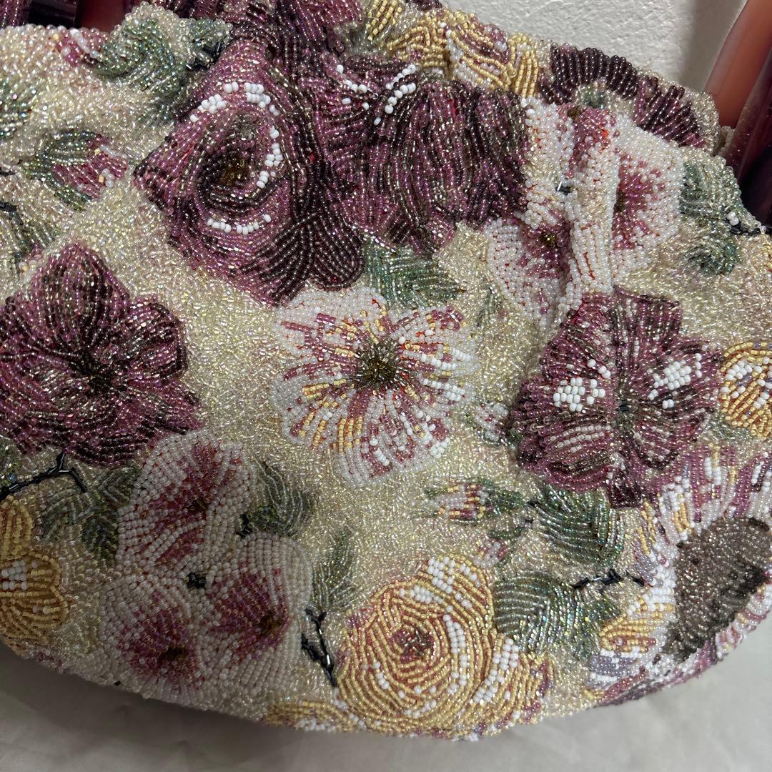 花柄ビーズバッグ/ビーズバック/和装/美品/ヴィンテージ