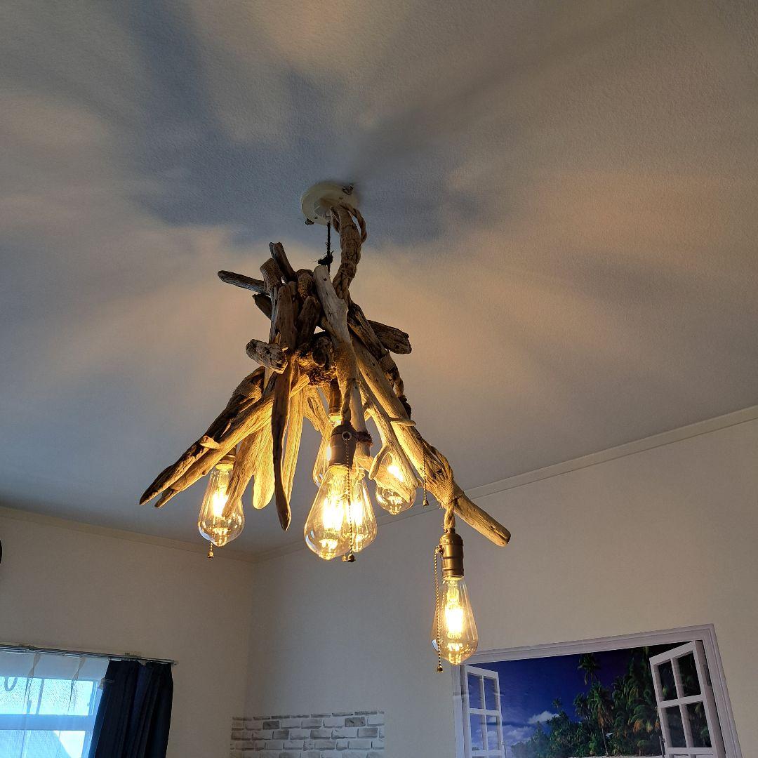 流木インテリア　6灯ペンダント　エジソン球付　ヴィンテージソケット　6〜10帖 流木インテリア 6灯ペンダント エジソン球付 ヴィンテージソケット 6〜10帖