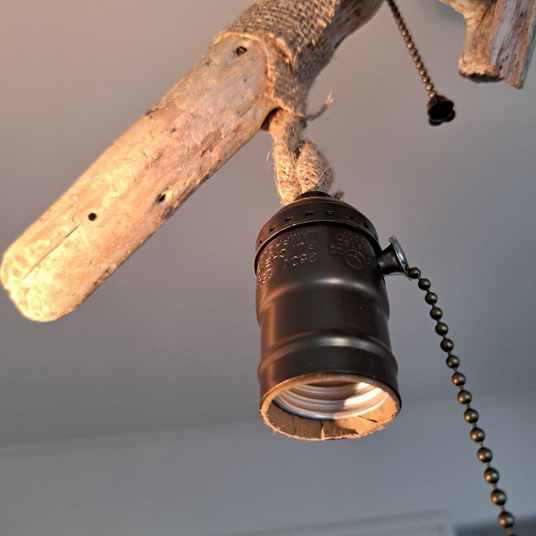 流木インテリア 6灯ペンダント エジソン球付 ヴィンテージソケット 6〜10帖