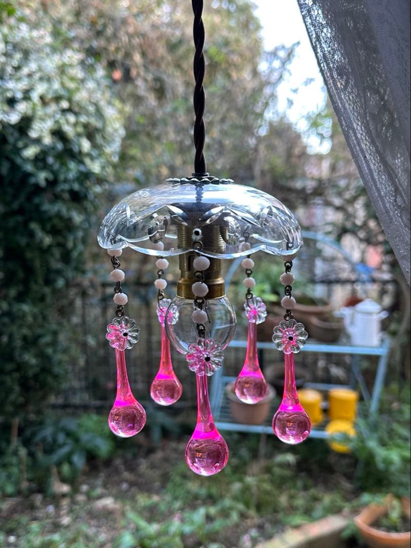 20's フランス アンティーク ピンクムラーノガラスの可愛いミニ