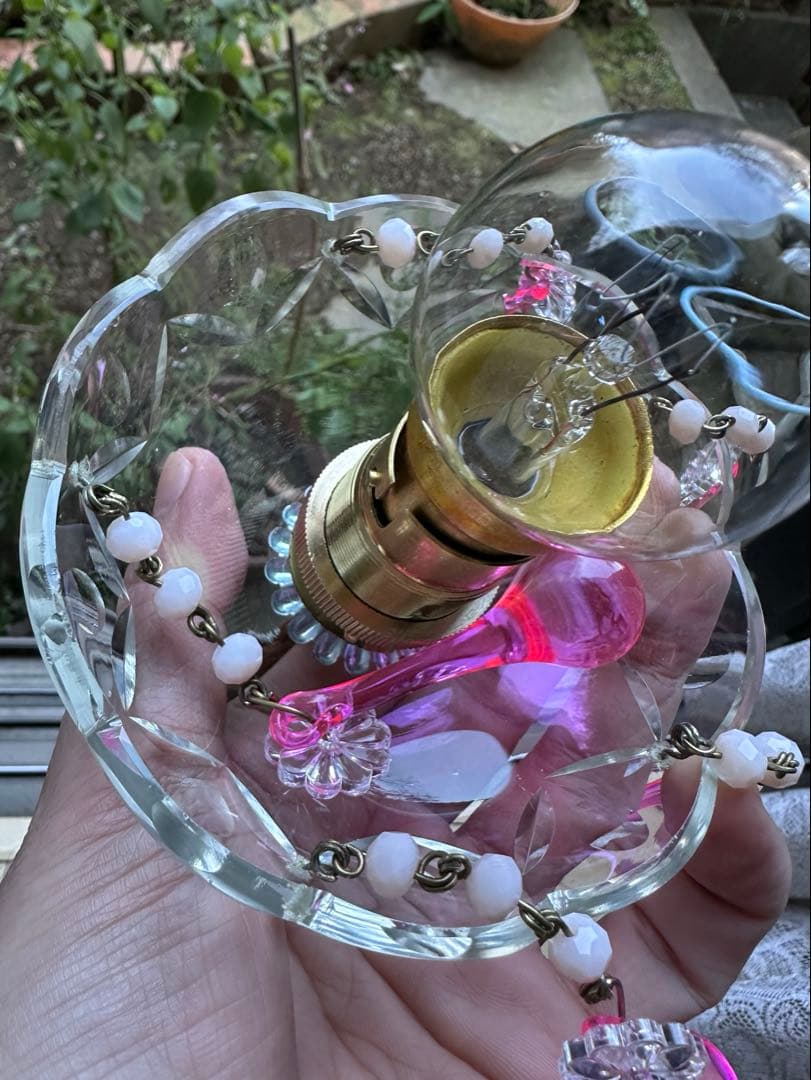 20's フランス アンティーク ピンクムラーノガラスの可愛いミニ