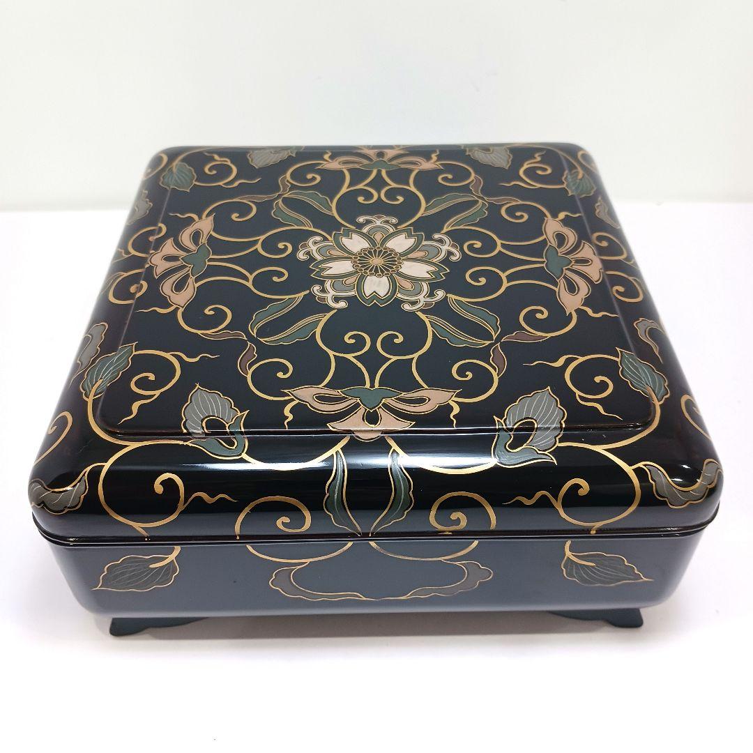 Y3113-2 大正期 漆器 金蒔絵 菓子器 18.3㎝ 共箱