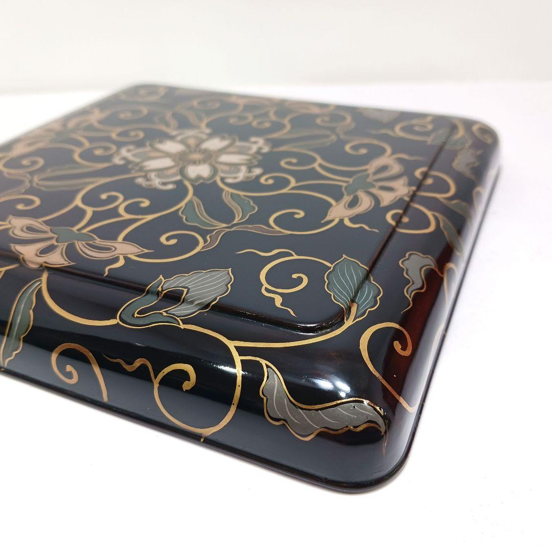 Y3113-2 大正期 漆器 金蒔絵 菓子器 18.3㎝ 共箱