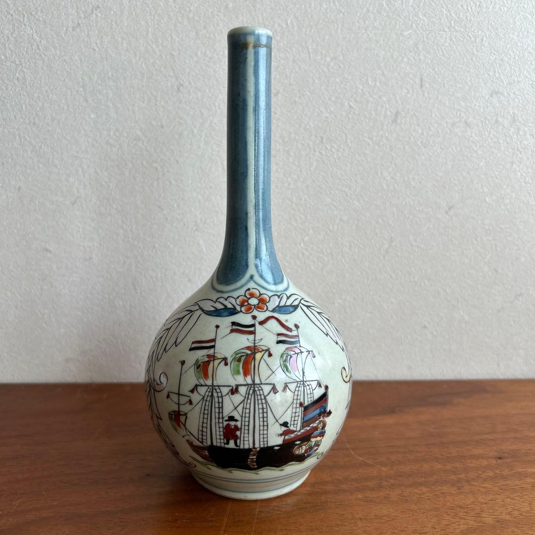 円左エ門鶴首瓶花瓶有田焼古伊万里染錦