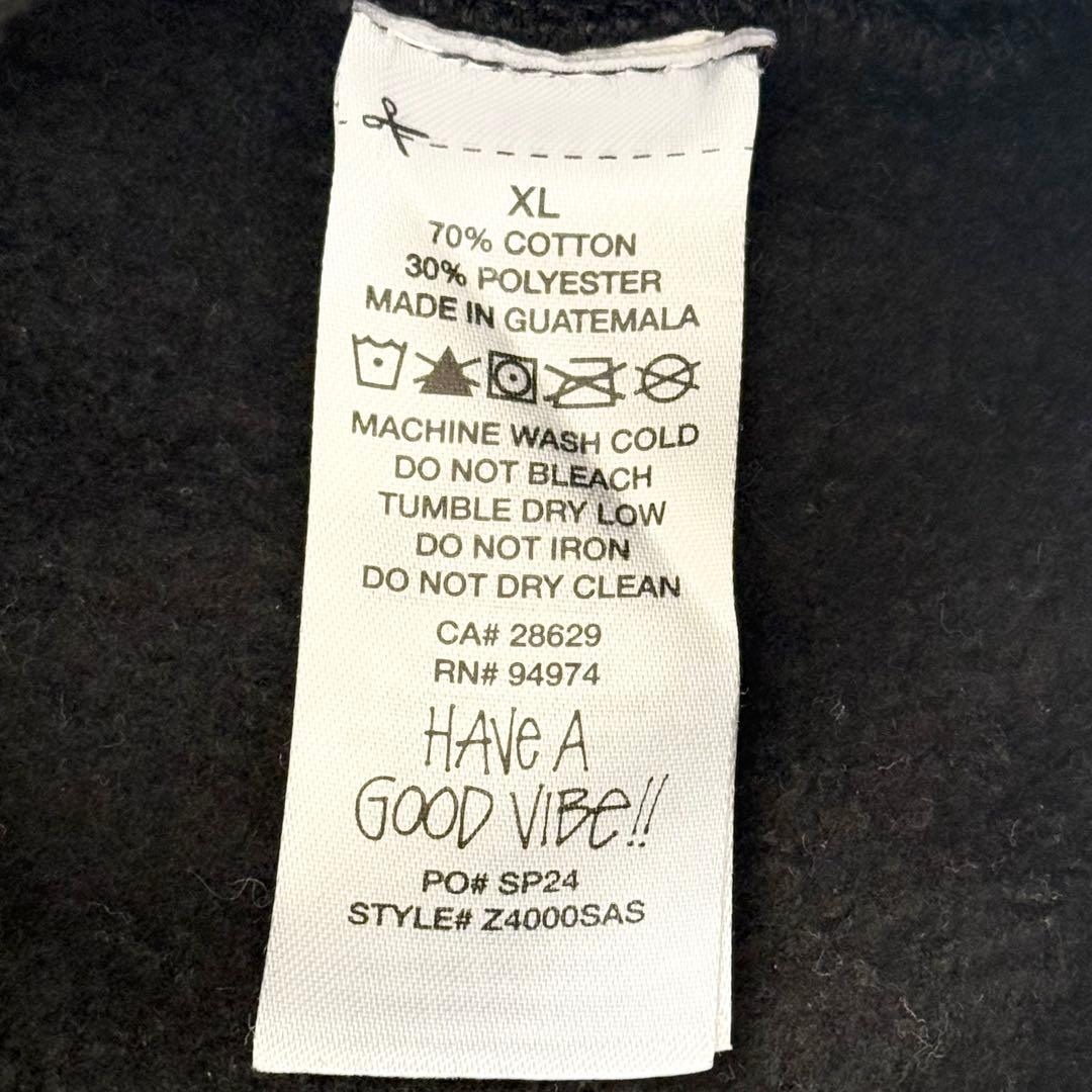 stussy 両面プリント プルオーバー パーカー XLサイズ　ブラック