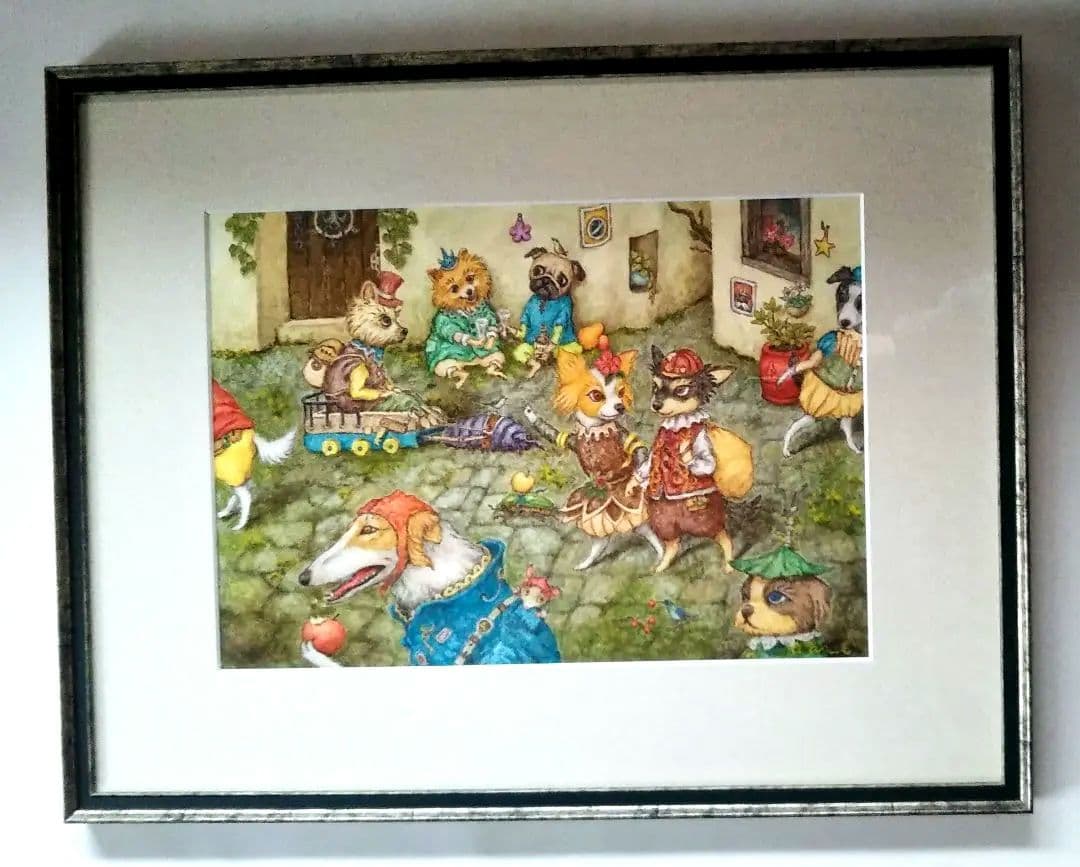 ✴️特別価格【原画】『トオボエ通り』（絵画 犬 チワワ パピヨン