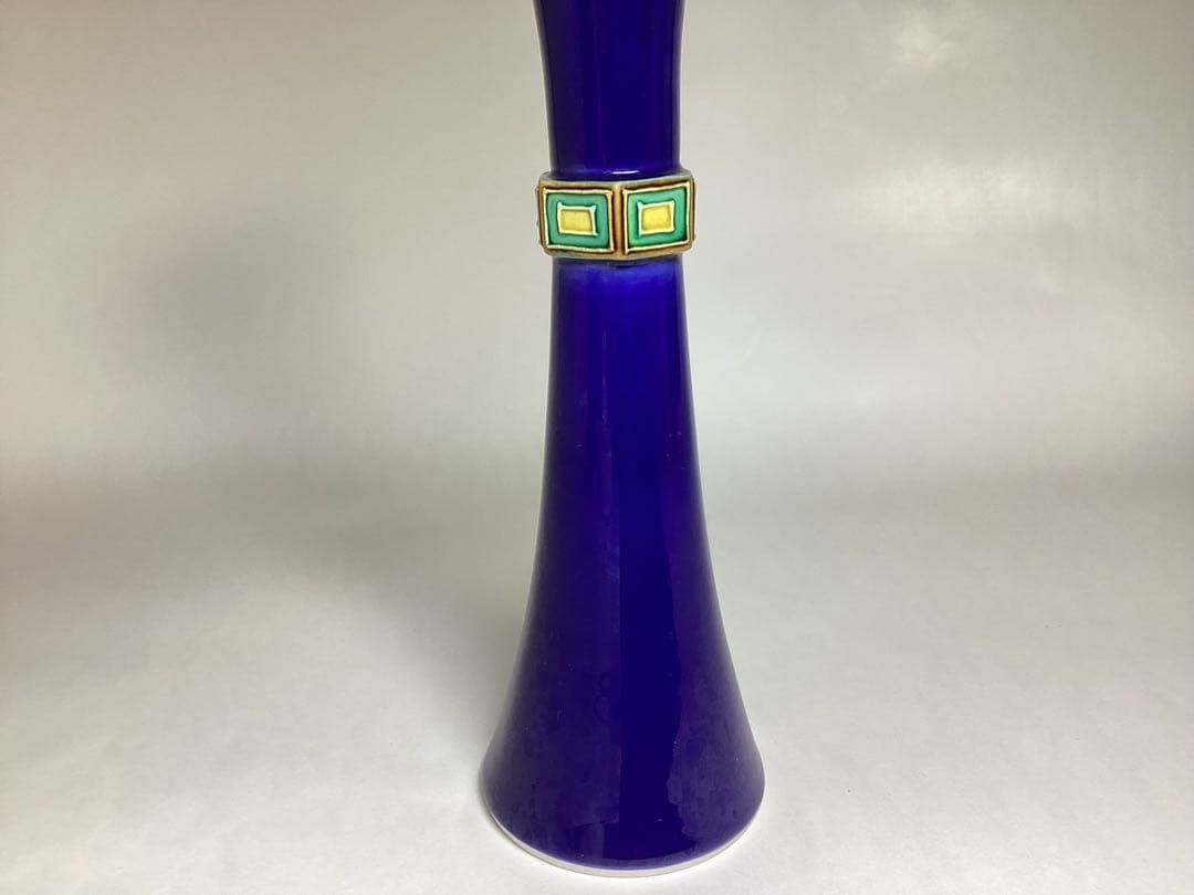 茶道具 古物品 尊式花入紺紫交趾 中村翠嵐 木箱入