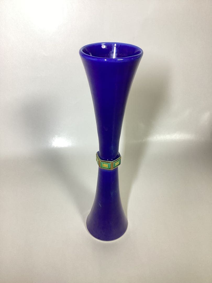 茶道具 古物品 尊式花入紺紫交趾 中村翠嵐 木箱入