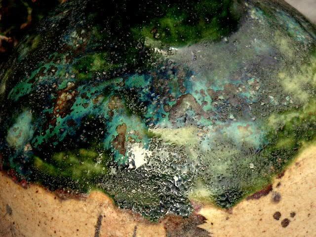 ♥時代　織部　大徳利　時代箱つき　花瓶　花器　古玩　中国　レトロ　アンティーク