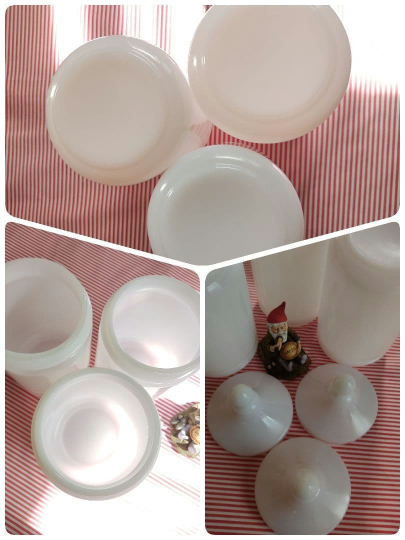 キャニスター ガラス瓶 ミルクガラス すりガラス エッチング Glass