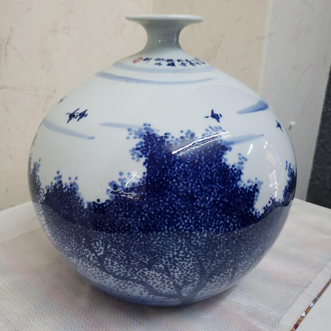 Bフライデー蔵出し特価 景徳鎮風景陶器花瓶高さ23cm幅21cm｜