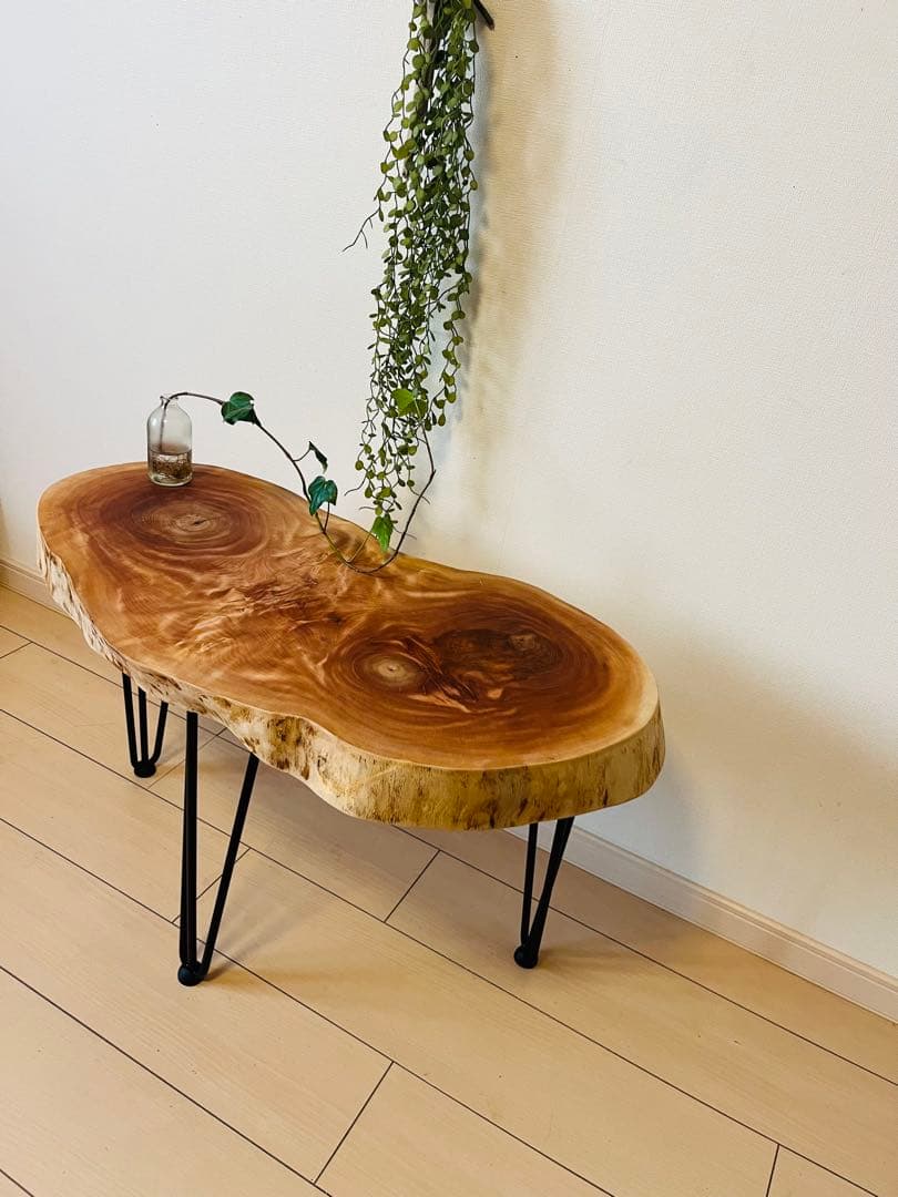 サイドテーブル トチの木 栃 輪切りテーブル アイアンテーブル