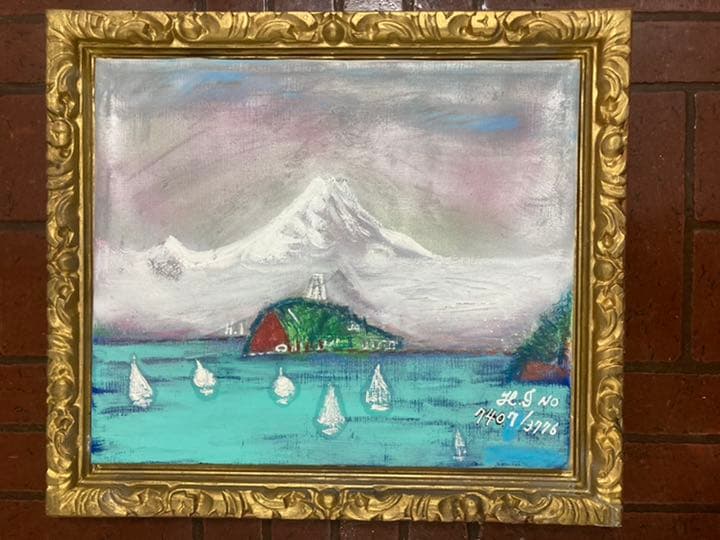 空飛ぶ画家、糸川裕志の富士山曼荼羅の一点油絵F8号 - メルカリ