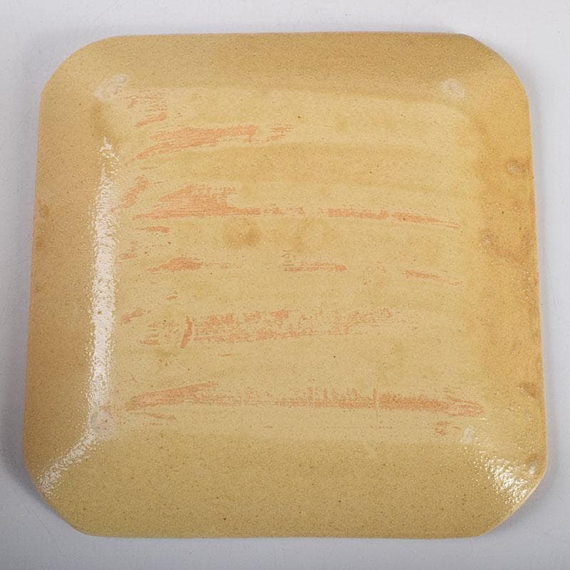 和食器 瀬戸焼 黄瀬戸 美濃不二窯 佐藤和子造 角皿 5客 共箱 VR7786C