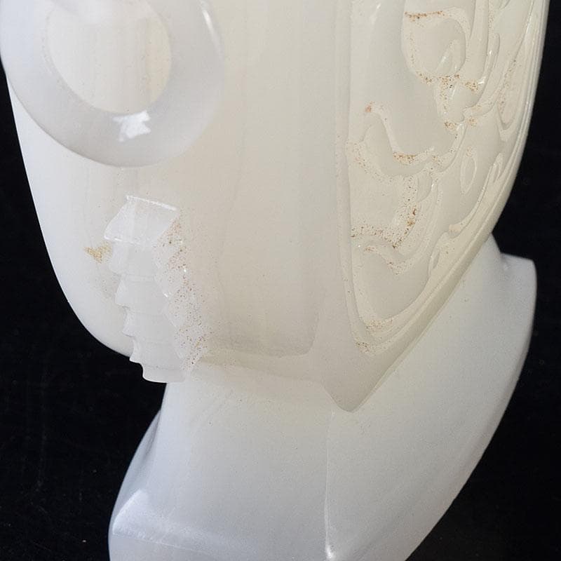 中国 玉石白玉彫刻 林權作 白玉樽 証明書・鏡面台付 V R8720 - メルカリ