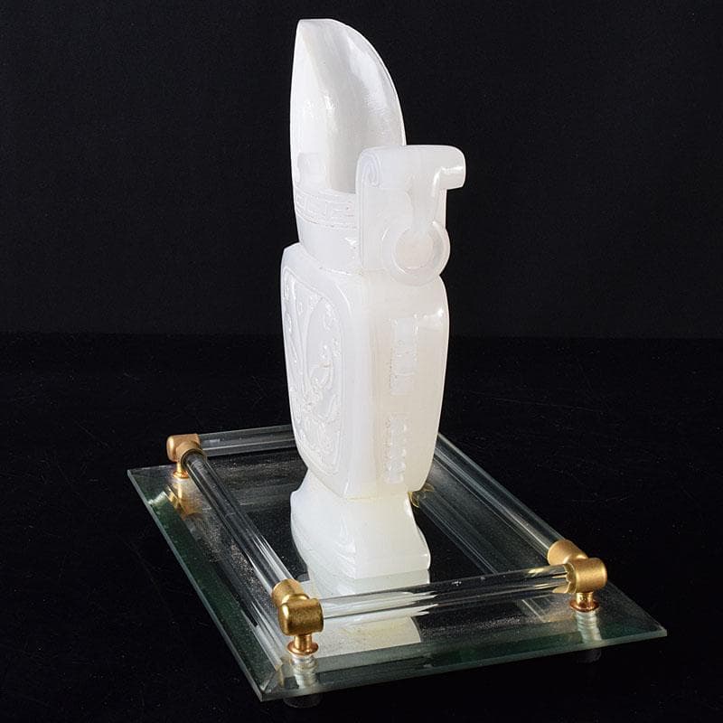 中国 玉石白玉彫刻 林權作 白玉樽 証明書・鏡面台付 V R8720 - メルカリ