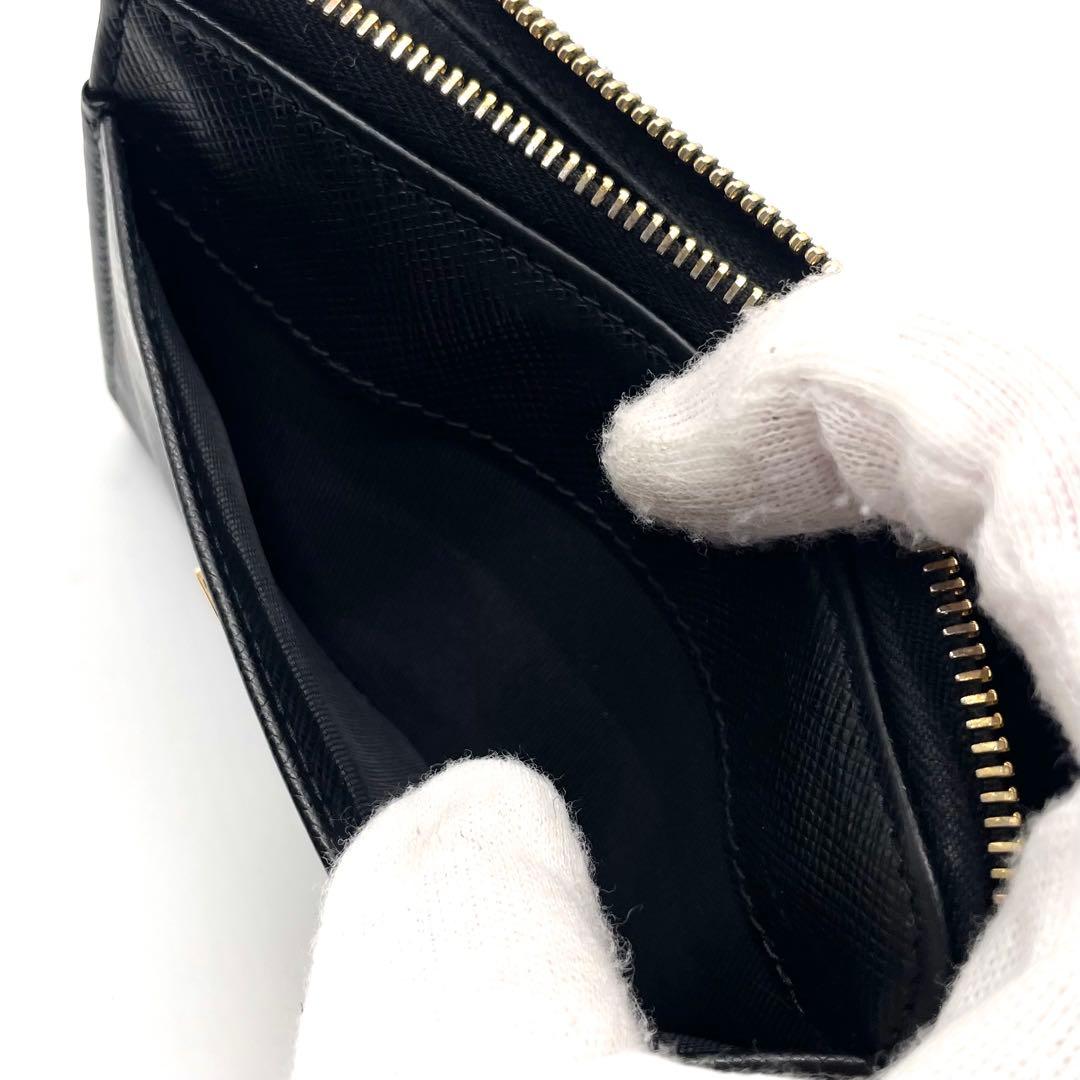 プラダ ケース サフィアーノレザー コンパクトウォレット ブラック