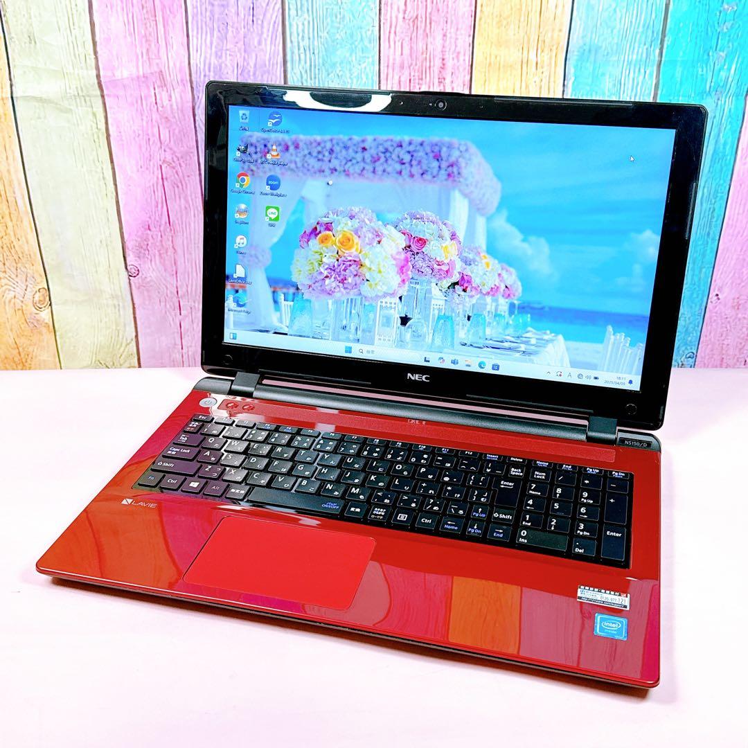 超美品✨Windows11✨新品爆速SSDノートパソコン赤✨カメラ薄型✨オフィス