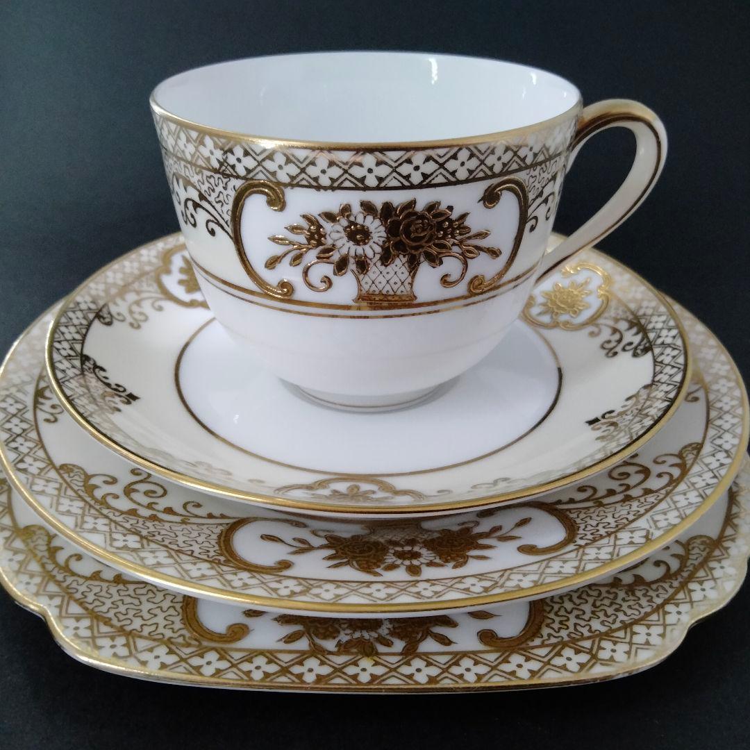 オールドノリタケ マルキ印 金盛花紋キャビネットカップ＆ソーサー 21