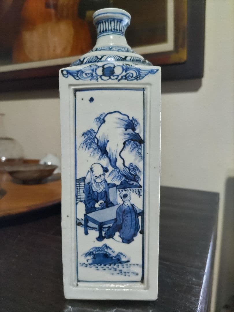 nozomi☆様 王地山焼 染付 角徳利（高21.5㎝）三田染