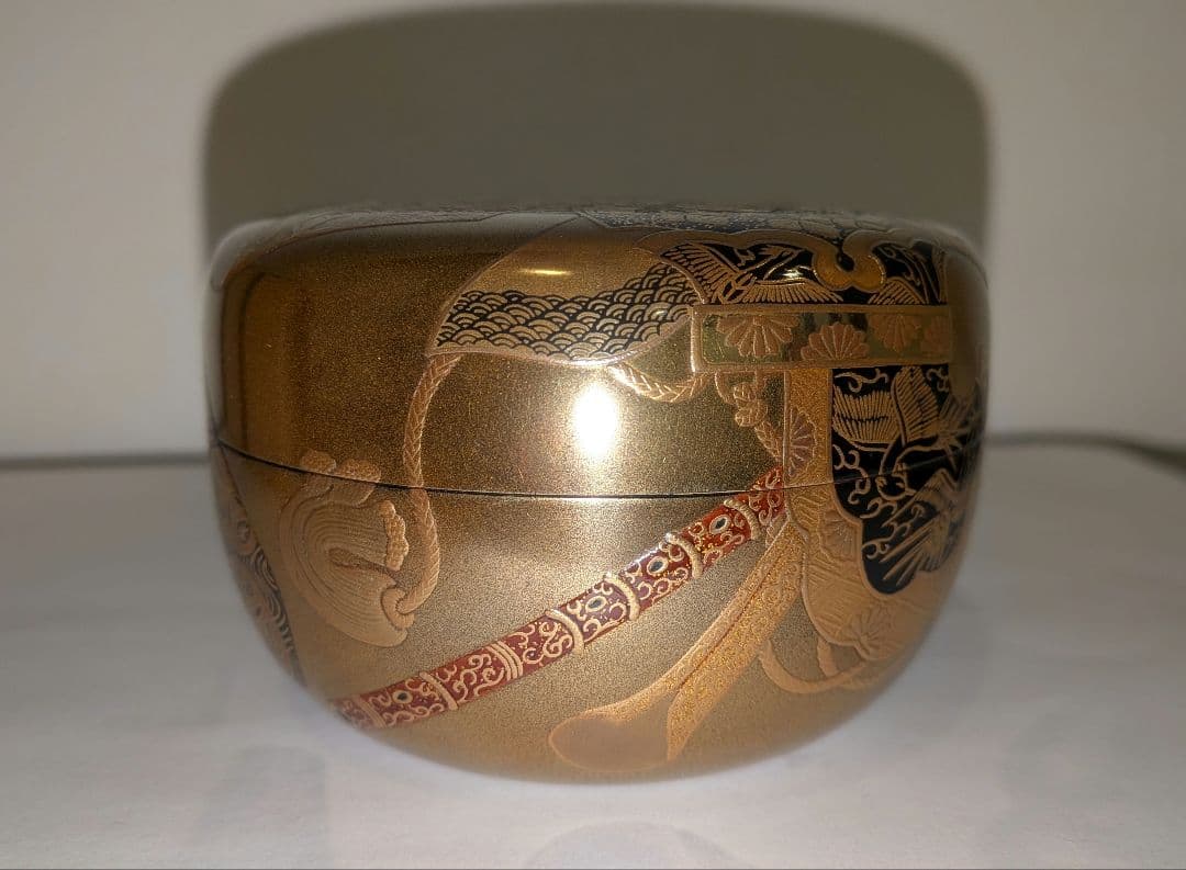 舞楽蒔絵』平棗 小百合作 輪島塗 内金梨子地 高小百合 塗師茶道具茶器