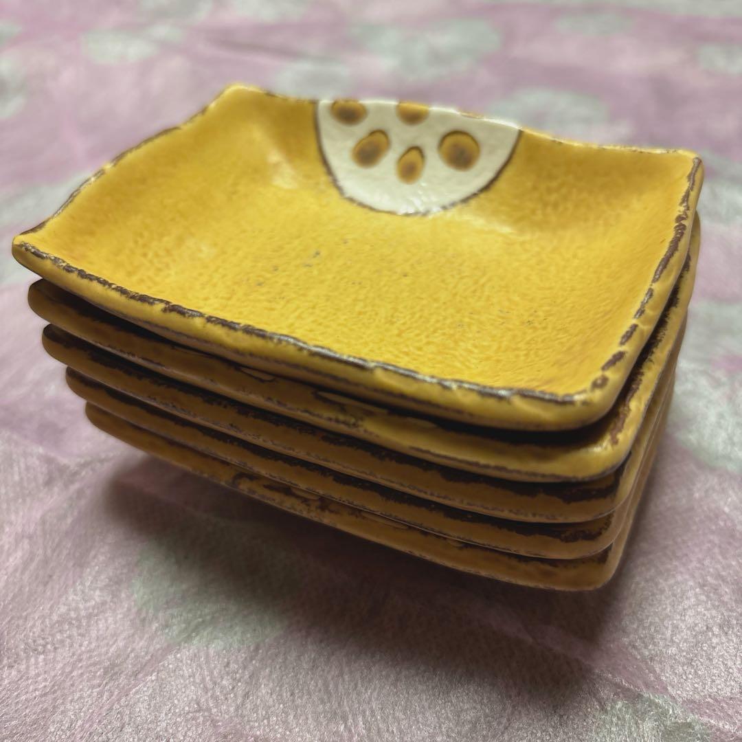 美濃焼レンコン小皿長角型5枚（黄瀬戸） - メルカリ