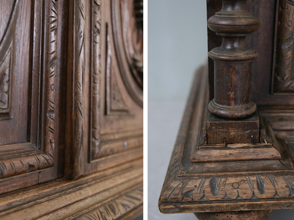 フランスアンティークルイ13世様式キッチンキャビネット/木製食器棚90-41-1