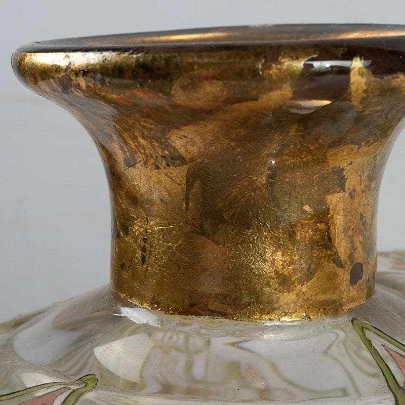 アンティーク ガラス工芸 風景図 花瓶 C 9410