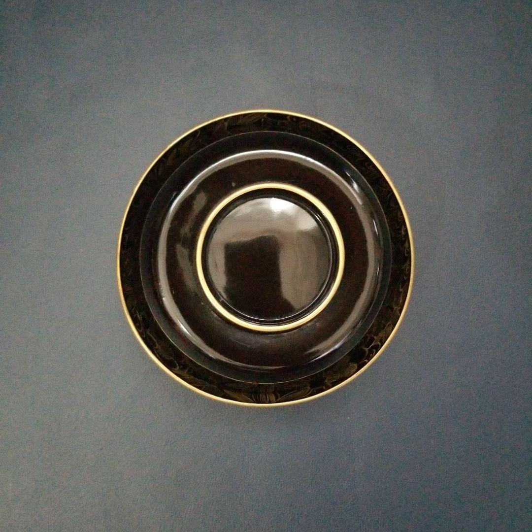 菫　黒漆塗 内総沈金 菊花紋詰 吸物椀 汁椀 茶道具 懐石 菓子椀　2客