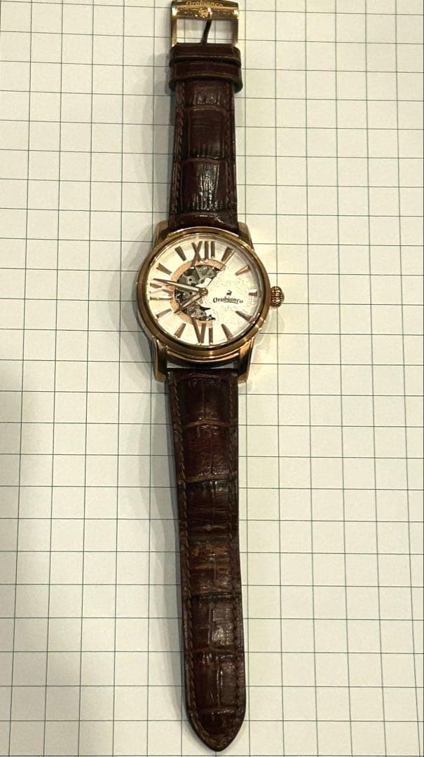 稼働中Orobianco自動巻き時計 スケルトン